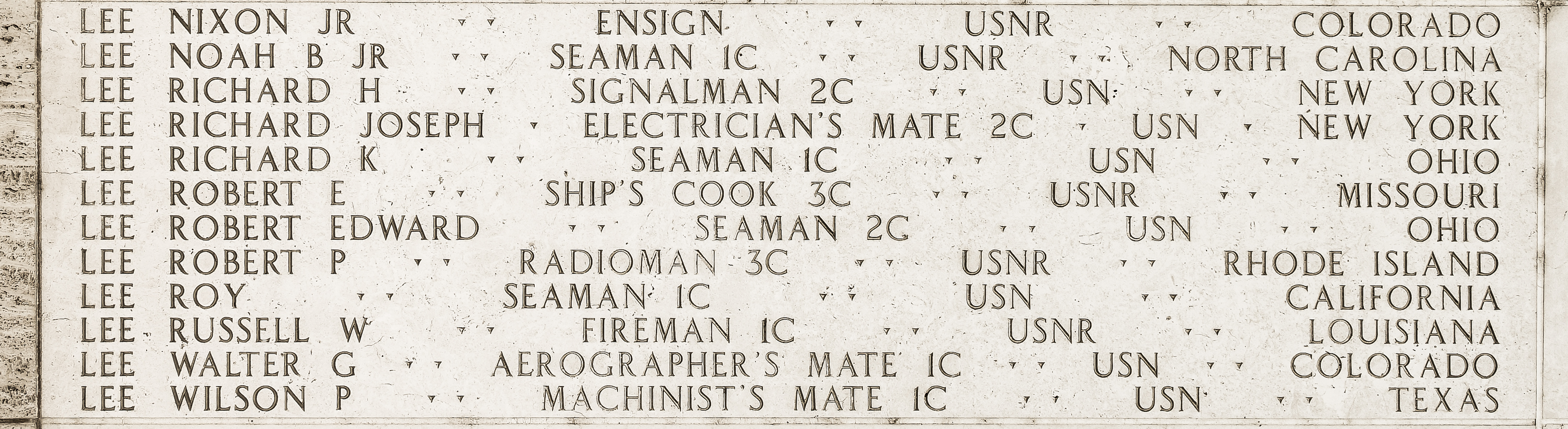 Richard Joseph Lee, Electrician's Mate Second Class